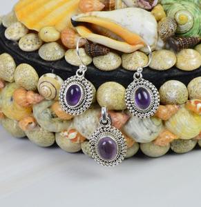 Women Jewelry Purple <b>Amethyst</b> 925 Sterling Silver Gemstone <b>Pendant</b> Earring Set 925 Silver <b>Pendant</b> Earring Set for Women Jewelry - Product Image 2