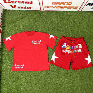 Conjunto de Camiseta y Pantalones Cortos para Mujer, 100% Algodón de Alta Calidad, Antiarrugas, Cuello en V, Personalizable con Logotipo Frontal, Estilo Urbano Informal - Product Image 1