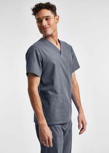 Personalizado 100% algodón elástico Todo Negro Scrubs médico enfermería uniformes conjuntos para mujeres y hombres cómodo cuidado de la salud - Product Image 2