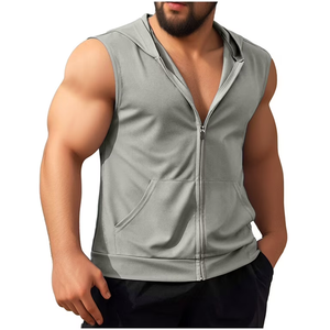 Débardeur tricoté à col en V pour homme, style sportif urbain, séchage rapide, respirant, en coton/élasthanne, avec logo personnalisé du meilleur fabricant, toutes tailles - Product Image 4