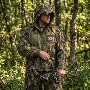 Ensemble veste et pantalon de chasse à l'arc motif feuilles 300GSM personnalisé OEM en gros - Product Image 5