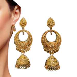 Buy Premium Quality <b>Earrings</b> Set with 22CT Gold Plated Jhumka Style <b>Earrings</b> Jewelry for Women Wear by Indian Exporters - Product Image 2
