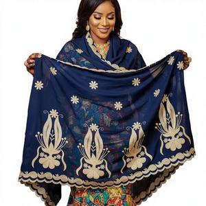 Hiyab de Chifón para Mujer, con Bordado Floral y Pedrería, Ligero y Transpirable, Chal Largo de Verano, Proveedor Mayorista - Product Image 1