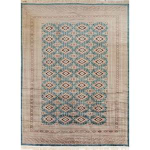 Alfombra Kiaan Azul de Lana Anudada a Mano Pae-4920, Alfombra Rectangular Abstracta Geométrica Hecha a Mano para Entrada, Pasillo, Dormitorio, 9x12 Pulgadas - Product Image 1