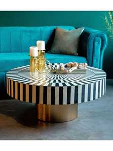 Branded Quality Handmade Black and White Floral Bone Inlay Bedside Stool Coffee Table Made of Wood for Decoration From India. - Product Image 3