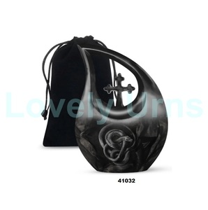 Whole Sale Large Green Tear Drop <b>Snake</b> Cremation Adult Urn for Human Ashes Decorative Cross Funeral Urn With Free Velvet <b>Bag</b> - Product Image 4