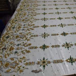 ผ้าปักลายมุก ชุดเดรสหรูหรา งานปักมือ ลูกปัดประดับ ผ้าลูกไม้หรูหรา - Product Image 4