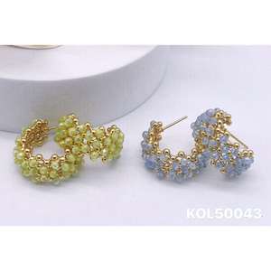 Pendientes de Cristal de Acero Inoxidable 316L VIKILADY al por Mayor, Chapados en Oro 585 y Pulidos - Product Image 1