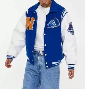 Veste d'hiver personnalisée pour hommes Veste taureau Letterman en laine avec col montant en cuir véritable noir Style décontracté Fabriqué au Pakistan - Product Image 6