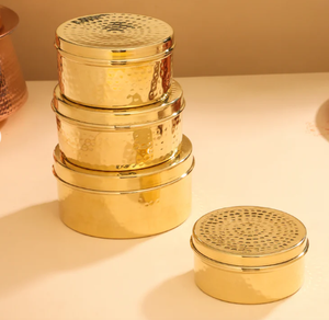 Brass Ladoo <b>Box</b> With Lid - Product Image 2