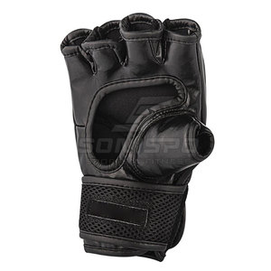 SONISPO MMA Gloves Leather <b>Half</b> Finger Moisture Wicking <b>Slip</b>-On Wrist Lace-Up Closure for Martial Arts Training Males - Product Image 4