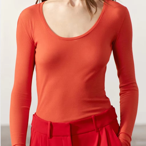 T-shirt unique pour femme à manches longues respirant sur la taille T-shirt de fitness à col rond pour l'été - Product Image 1