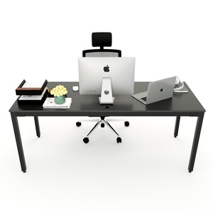 Escritorio minimalista de madera de caucho de 180x70 cm con patas de hierro, muebles de oficina - Product Image 3