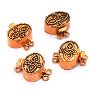 Fermoir multi-brins Marquise Bali 21X17X8MM 1-2-3 brins Cuivre oxydé plaqué or 18 carats pour Making-B208 de bijoux - Product Image 1