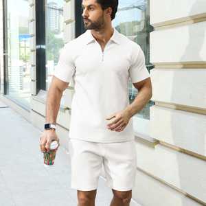 Ensemble 2 pièces décontracté d'été pour hommes T-shirt polo à manches courtes et short avec logo imprimé personnalisé et caractéristique thermique - Product Image 3