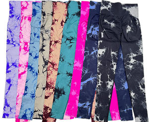 2025 nuevos trajes de gimnasio para mujer, mallas push-up de levantamiento de trasero, pantalones de punto con patrón teñido anudado de nailon transpirable, tarifa al por mayor - Product Image 6