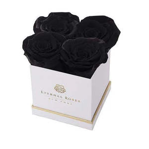 กล่องของขวัญทรงสี่เหลี่ยมเล็ก Lennox Midnight Black Roses ดอกไม้สดธรรมชาติคงสภาพตลอดกาล สำหรับวันวาเลนไทน์และวันแม่ - Product Image 2