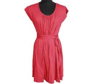 À la mode maternité décontracté robe courte col rond conception manches courtes confortable tissé écologique vêtements de plage teint en plaine - Product Image 1