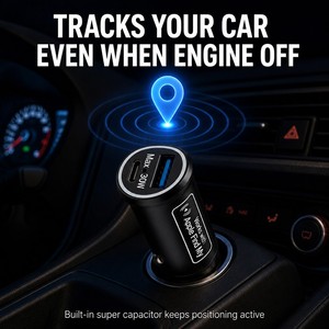Chargeur de <span class=keywords><strong>voiture</strong></span> 2-en-1 avec traceur GPS intégré, compatible avec la charge rapide 30W, double port USB-C, anti-perte, application Android, garantie 1 an - Product Image 3