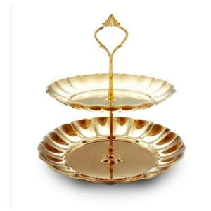 Hammered Stainless Steel 2 Tier Serving Stand Classic Sweet Display for Home Hotel <b>Wedding</b> Party <b>Cake</b> Serving Stand Holder - Product Image 2