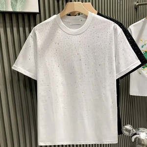 เสื้อยืดลำลองคอกลมผ้าคอตตอนสำหรับผู้ชายใส่ฤดูร้อนเสื้อยืดผ้าฝ้าย100% ไฮสตรีทเสื้อยืดกันยับสำหรับผู้ชาย