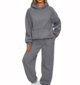 High Quality Polyester/Cotton Winter Solid Men's Custom Logo Oversized Two Piece <b>Tracksuit</b> for Adults 2026 - Product Image 2
