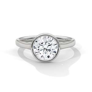 Bague de fiançailles minimaliste moderne en or massif jaune, rose ou blanc, sertie d'un diamant de laboratoire rond de 2 carats, clarté VVS - Product Image 3