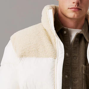 Alta demanda poliéster marfil Sherpa burbuja chaqueta acolchada Material mezcla puños elásticos y dobladillo cintura bolsillos cálido invierno prendas de vestir exteriores - Product Image 4