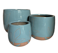 Pots de fleurs et jardinières Les petits pots de fleurs émaillés en céramique vietnamiens de haute qualité avec motif de feuille moderne et prix bon marché