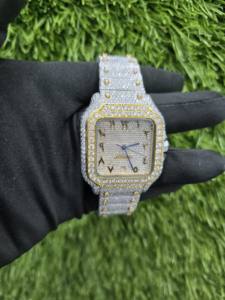 Reloj Mecánico de Lujo de Acero Inoxidable de Dos Tonos, Estilo Antiguo, con Cristales de Moissanita VVS1 y Zafiro, Analógico, Completamente Engastado, Estilo Hip Hop - Product Image 2