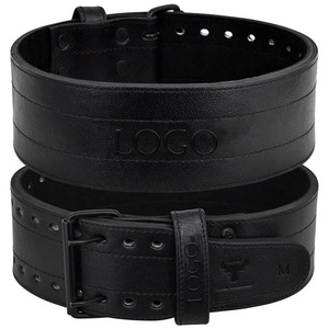 เข็มขัดยกน้ำหนักหนังวัวแบบมีง่ามคู่10มม. อุปกรณ์ออกกำลังกายปรับแต่งโลโก้ได้ - Product Image 1