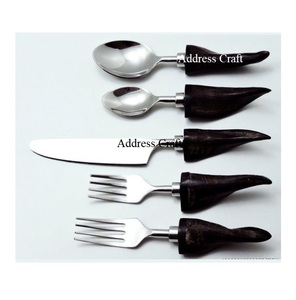 Juego de cubiertos de acero inoxidable de alta calidad, juego de cubertería con mango de madera, cuchara, tenedor, juego de cubiertos, utensilios - Product Image 5