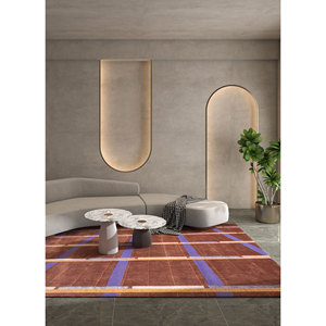 "Geometric <b>Red</b> & Orange Hand Tufted <b>Wool</b> & Viscose Home Rugs-3D Models 3D Rugs & Room Rugs" - Product Image 5