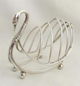 Support à pain en forme de cygne en laiton nickelé vintage, design personnalisé, type sur pied - Product Image 3