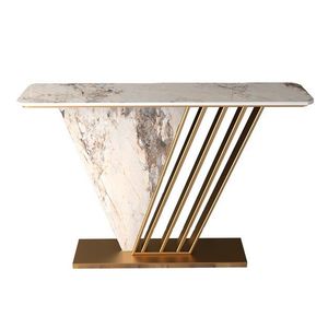 Table basse latérale à pieds en métal Table de chevet latérale en marbre Nouveau salon Fer de luxe moderne - Product Image 2