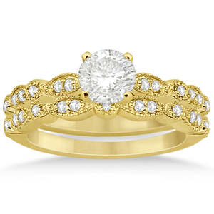Petite Marquise & Dot Diamond Bridal Ring <b>Set</b> in 18k Yellow <b>Gold</b> 0.25ct Fine <b>Jewelry</b> <b>Sets</b> for Brides - Product Image 2