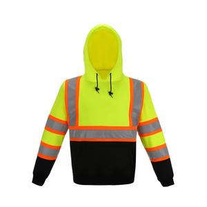 Sweats à capuche de sécurité personnalisés haute visibilité pour hommes vestes à capuche avec fermeture éclair construction unisexe veste zippée réfléchissante à capuche - Product Image 1