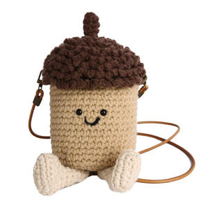Crochet Children's Breathable Wear-Resistant Cone Shaped Cotton Yarn Knitted Eco-Friendly Fashion Crossbody <b>Bag</b> <b>Coin</b> Purse for - Product Image 5