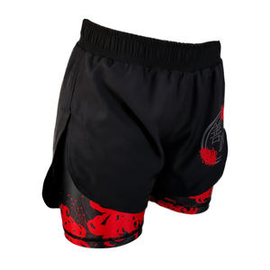 Shorts de compression sportifs solides 2-en-1 pour hommes – Vêtements de combat BJJ, respirants, séchage rapide, entraînement, gym, activewear – Vente en gros - Product Image 2