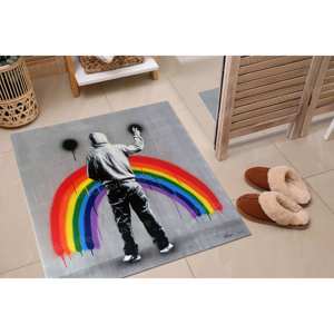 Sad <b>Rainbow</b> By Martin Whatson <b>Rugs</b> Printed <b>Rug</b> - Non-Slip Classic Graffiti Area <b>Rug</b>,Nonwoven Soft <b>Rug</b> - Product Image 1