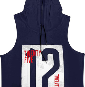 Meilleure vente hommes 100% coton Muscle débardeur sweat à capuche zippé Gym Singlet Cut sans manches Fitness porter tricoté pour la musculation - Product Image 3