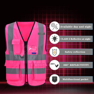 Chaleco de seguridad reflectante de alta visibilidad con cremallera, bolsillo para cinturón y mangas con marcadores, para construcción en carreteras - Product Image 6