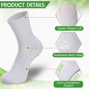 2/4 pares de calcetines de fútbol para hombre con empuñaduras acolchadas antideslizantes fútbol baloncesto calcetines deportivos 30% algodón y 70% poliéster - Product Image 3