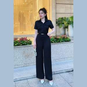 Top chic à manches courtes pour femmes avec pantalon long de Best Choice-Un ensemble élégant pour le bureau et les sorties décontractées, sans effort - Product Image 4