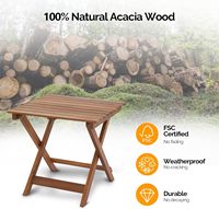 Table d'appoint rectangulaire résistante aux intempéries fabriquée en usine de bois d'acacia Table d'appoint pliante extérieure personnalisée Vietnam