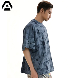 Cổ điển lấy cảm hứng từ đau khổ denim đồ họa TEE lỏng phù hợp với Ngắn Tay Áo cotton nặng quá khổ T-Shirts bởi tuyệt vời các ngành công nghiệp - Product Image 3