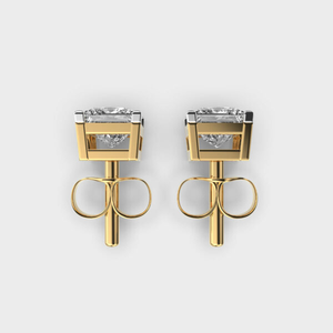 Boucles d'oreilles solitaires classiques élégantes pour femmes Clous en diamant plaqué or jaune 10 carats taille ronde cultivés en laboratoire pour les fêtes quotidiennes - Product Image 3