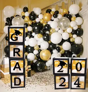 2024 Graduation Decorations Party Supplies Abschluss feier mit Letter GRAD und 2 O24 Balloon Box Graduation Party Dekorationen