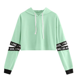 Hot Selling Women's Winter Oversized <b>Wool</b> Hoodie Set Short Letter Print Face Crop Top Front Logo Loose Fit Comfortable Badge - Product Image 1