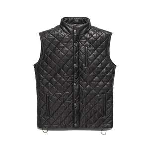 Gilet en cuir authentique coupe-vent pour homme, fermeture à boutons, pour la conduite en moto, vêtements d'extérieur, design matelassé, fabriqué au Pakistan - Product Image 1